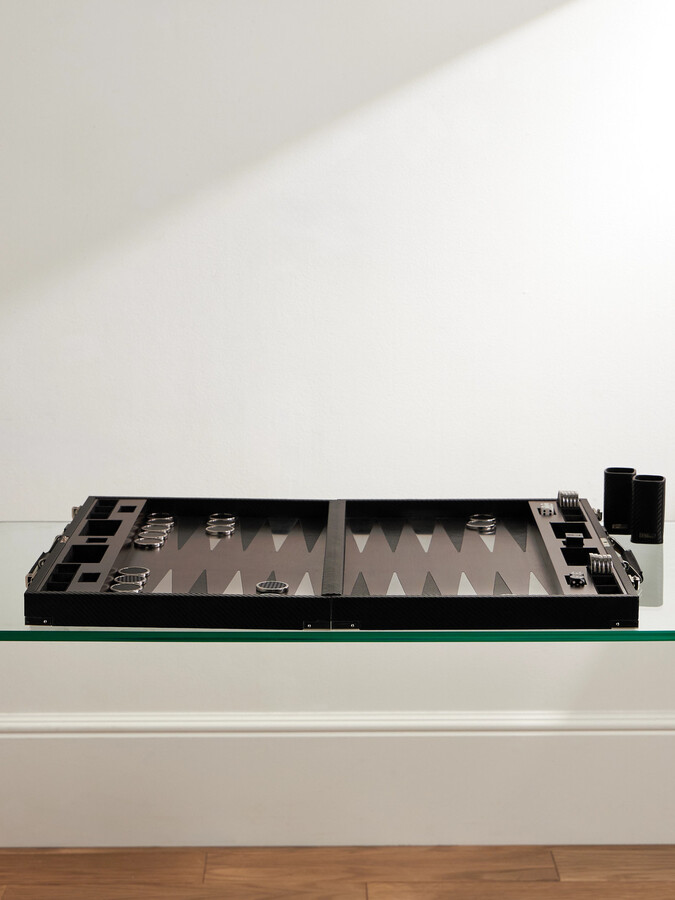 Sutton Walnut, Leather and Stainless Steel Backgammon Set