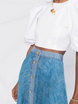 Thumbnail for your product : Philosophy di Lorenzo Serafini Pleated Denim-Trimmed Skirt