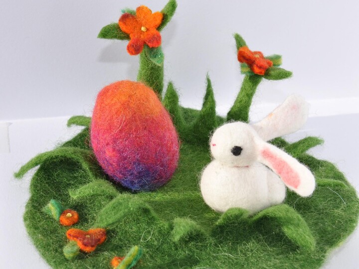 Etsy Grass Mat With Bunny Carrot Easter Decoration Gift Spring Decor Egg Nest Waldorf Play Season Nature Table Playscape
