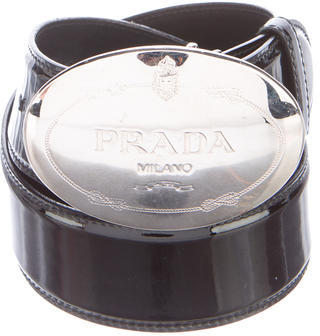 Prada Patent Leather Logo Belt
