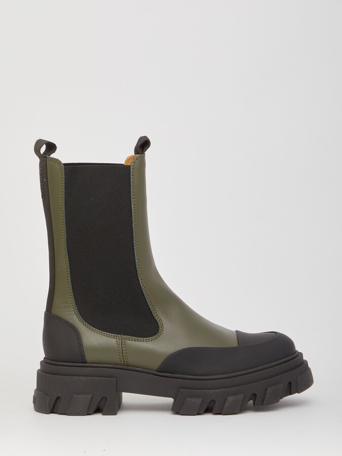 Ganni Green Chelsea Boots ShopStyle