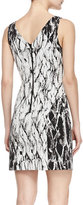 Thumbnail for your product : Ali Ro Sleeveless Marble-Print Cutout-Center Dress, Optic White/Black