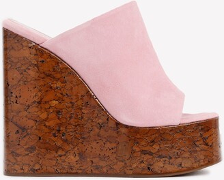 Womens MOCHA & PINK SUEDETTE PEEPTOE SLINGBACK Sandals Wedge New UK Size 3-8 
