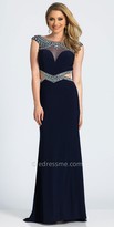 Thumbnail for your product : Dave and Johnny Cutout Scoop Back Beaded Cap Sleeve Evening Dress