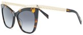 Thumbnail for your product : Moschino Tortoiseshell Curb Chain Trim Sunglasses