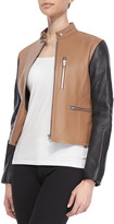 Thumbnail for your product : Alexander Wang Zip-Up Leather Moto Jacket, Truffle