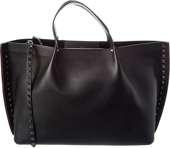 Valentino Rockstud Grainy Leather Tote ShopStyle Shoulder Bags