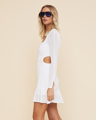 SUBOO Women's White Mini Dresses - Beth Mini Dress With Neck Cut Out