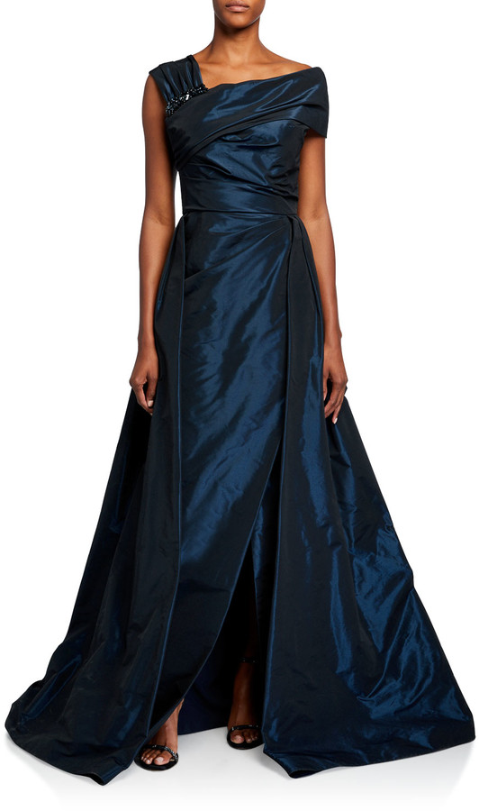 maci off the shoulder taffeta ball gown