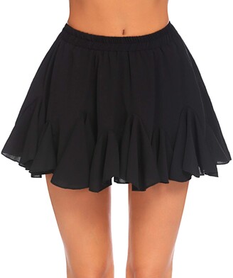 Avidlove Avildlove Women's Pleated Skater Skirt Basic Casual High Waisted  Ruffles Flared Mini Lingerie Skirts - black - Medium - ShopStyle