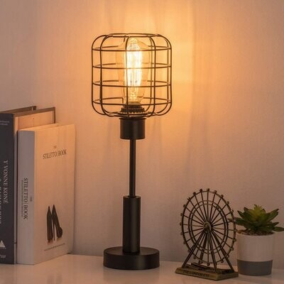 17 Stories Black Industrial Style Spherical Iron Linear Lamp Shade Vintage  Bedside Lamp - ShopStyle
