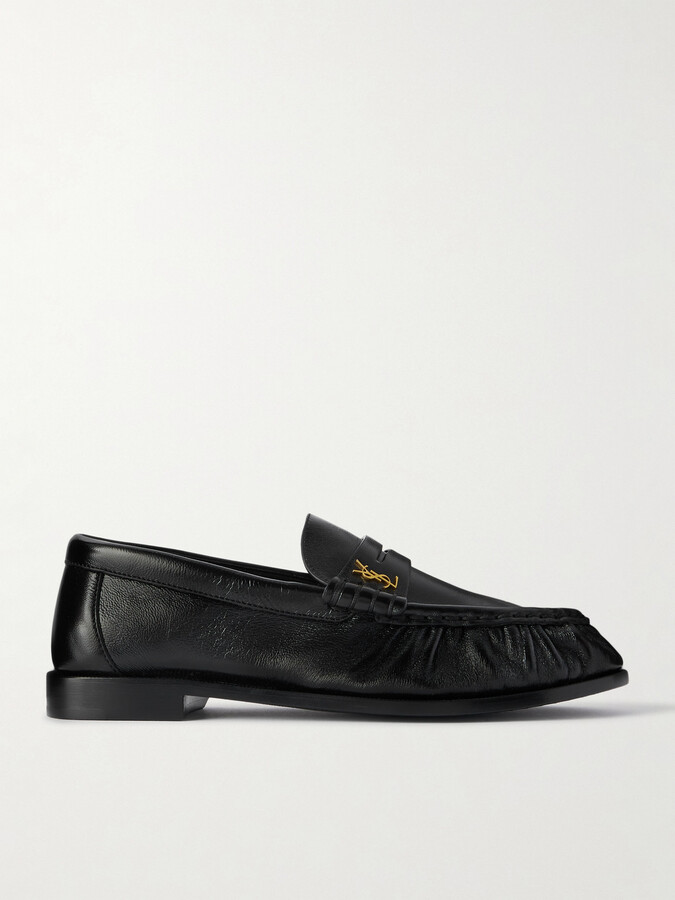 Saint Laurent Le Loafer Logo-embellished Leather Loafers - Black