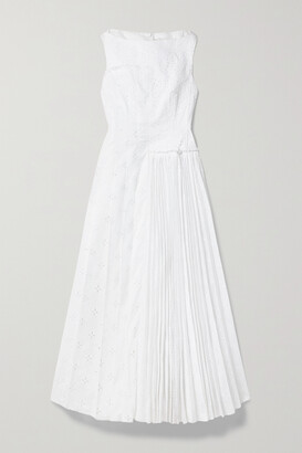 Erdem Petra Pleated Broderie Anglaise Midi Dress - White