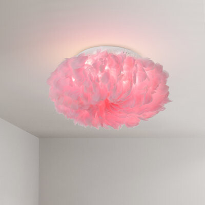 Dakota Fields 1-light Led Flush Mount With Pink Feather Shade