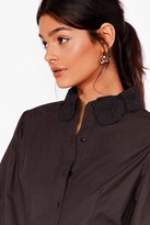 Thumbnail for your product : Nasty Gal Womens Lace Collar Puff Sleeve Shirt Dress - Black - 6