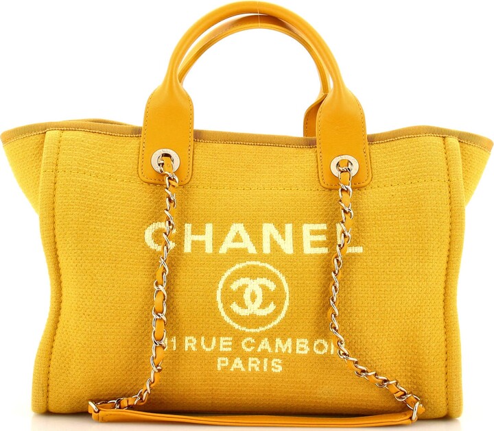 Chanel Mixed Fibers Small Deauville Tote Yellow