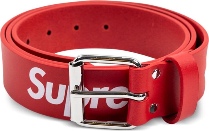 Supreme Repeat Red leather belt - ShopStyle