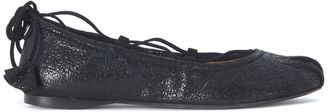 Twin-Set Black Leather Flat Shoe