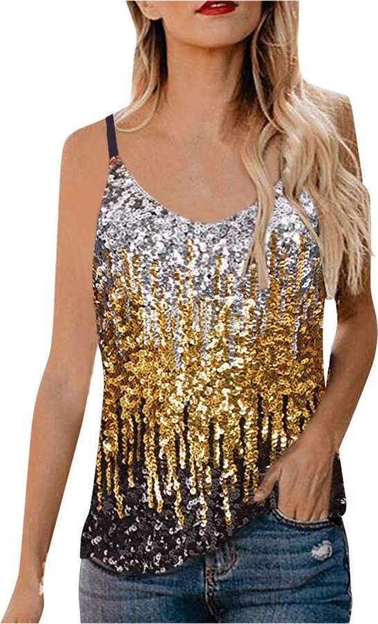 رحيم المحتوى كبسولة p r womens fashion sequins sparkle glitter plus size  blouses hip hop shirt tank top clubwear - elevatemin.org