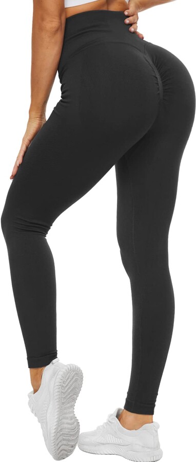 OUDOTA Women's High Waist Yoga Leggings Opaque Scrunch Butt Yoga Pants with  Tummy Control Seamless Sports Pants Soft Elastic Hip Raises Fitness Pants  Plain No Pattern for Jogging Black M - ShopStyle
