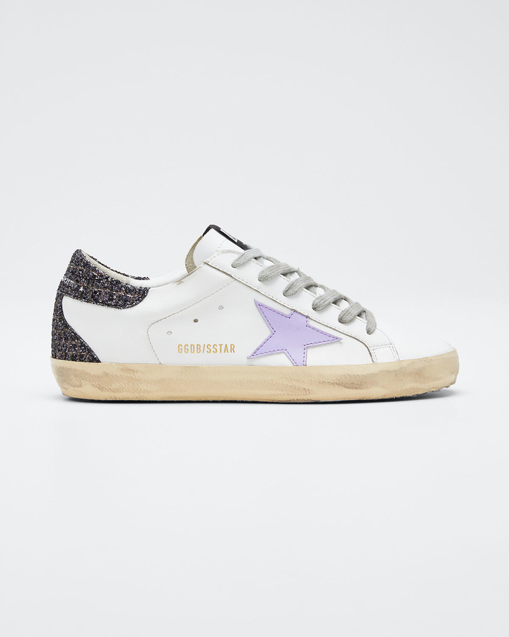 white glitter star snakeskin superstar sneakers