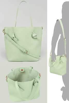 Yours Clothing Yoursclothing Womens Mint Leather Look Shopper Bag With Knot Trim