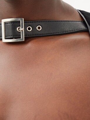 16Arlington Leith Leather-strap Crepe Midi Dress - Black