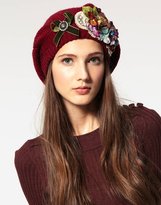 Thumbnail for your product : Her Curious Nature Knitted Mohair Beret With Velvet Flowers