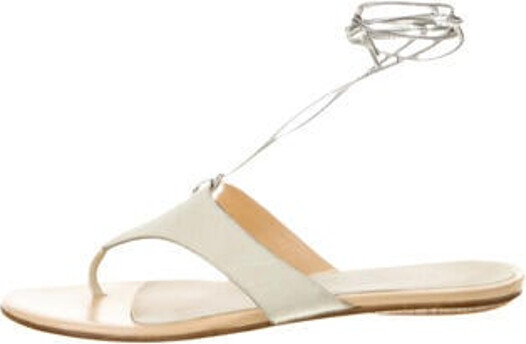 Strenesse Suede Sandals Grey Leather Trim Embellishment Wrap-Around Straps & Tie Closures Includes Dust Bag