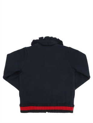 Gucci Web & Ruffles Zip-Up Cotton Sweatshirt
