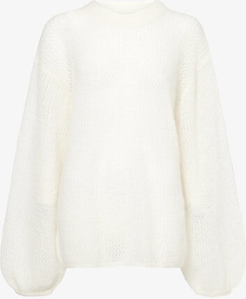 Stylein Womens Cream Nella Sheer Knitted Mohair-Blend Jumper M