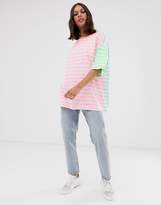 Thumbnail for your product : ASOS DESIGN oversized t-shirt in neon cutabout stripe