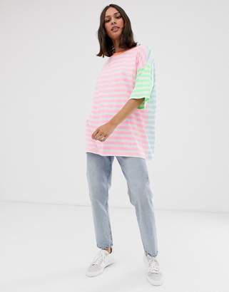 ASOS DESIGN oversized t-shirt in neon cutabout stripe