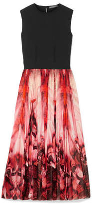 Alexander McQueen Stretch-jersey And Printed Stretch-knit Midi Dress - Red