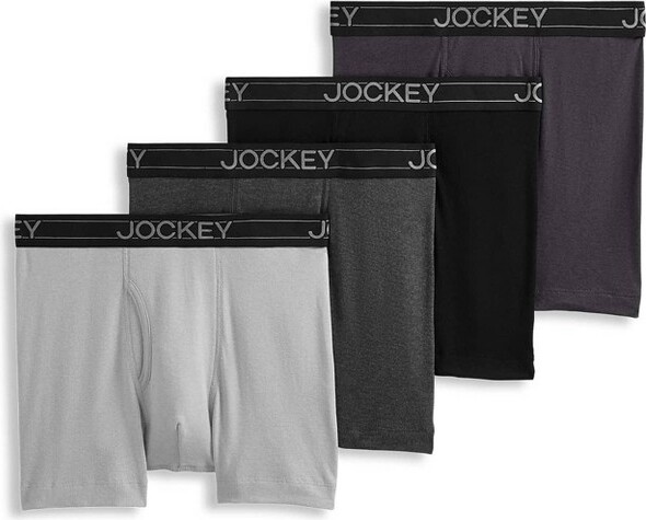Jockey 100% Cotton Classic Knits Full Rise Boxer Brief 3-Pack (Black/Suitable  Stripe Teal/Rich Blue) Men's Underwear - ShopStyle