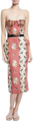 Brock Collection Delfina Strapless Shredded Bustier Floral-Jacquard Dress
