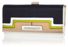 River Island Navy multi panel clip top purse