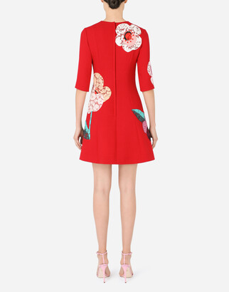 Dolce & Gabbana Short crepe dress with floral patches