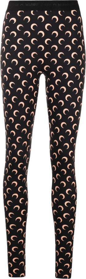 Marine Serre Black Fuseaux Crescent Moon Print Leggings