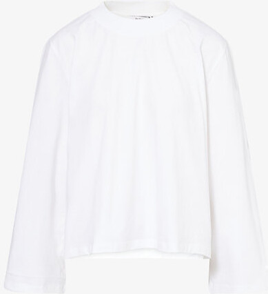 Stylein Womens White Joyce Long-Sleeve Cotton-Jersey Top M