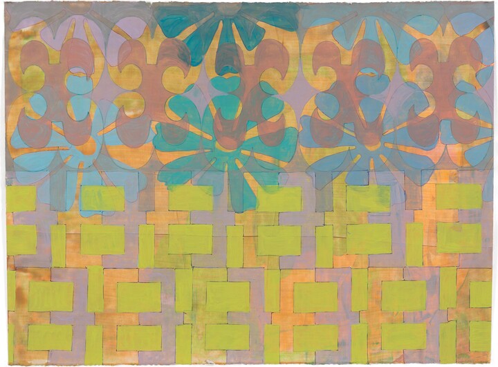 Hollie Heller, October (Grid and Flower), Original Patterned Foliage Painting, 2022