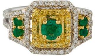 Ring 18K Emerald & Diamond Cocktail