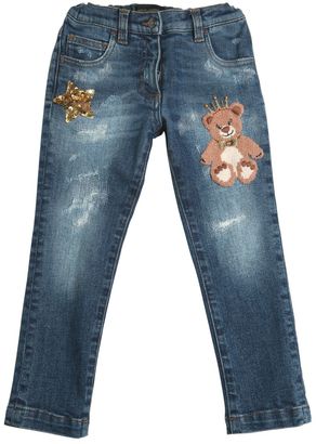 Dolce & Gabbana Embroidered Stretch Denim Jeans
