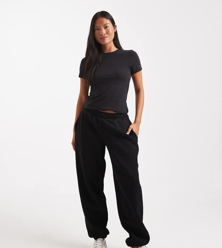 ASOS Petite ASOS DESIGN Petite ultimate cuffed brushback sweatpants in black