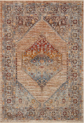 Loloi Rugs Sorrento Oriental Machine Made Power Loom Polyester Area Rug in Brown