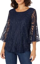 Thumbnail for your product : Star Vixen Women's Petite Stretch Bell-Sleeve Keyhole Back Cutout Top-Lined