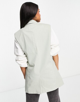 Cotton On Cotton:On padded shoulder blazer vest in sage