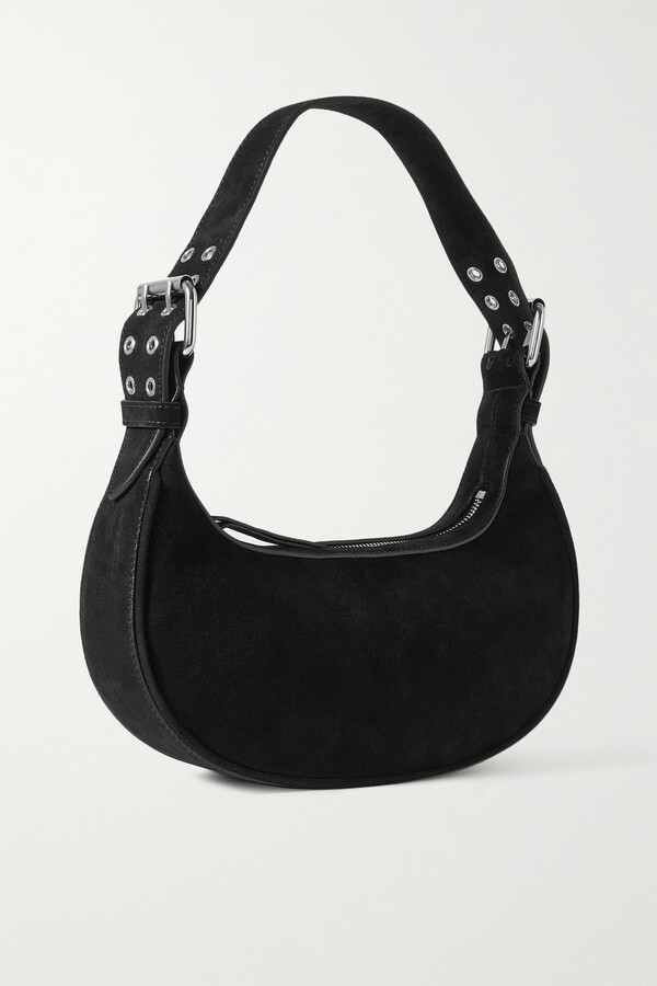 small black suede handbag