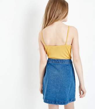 New Look Girls Mustard Ribbed Square Neck Cami Top
