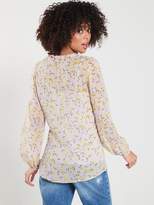 Thumbnail for your product : River Island Tie Waist Floral Blouse- Purple